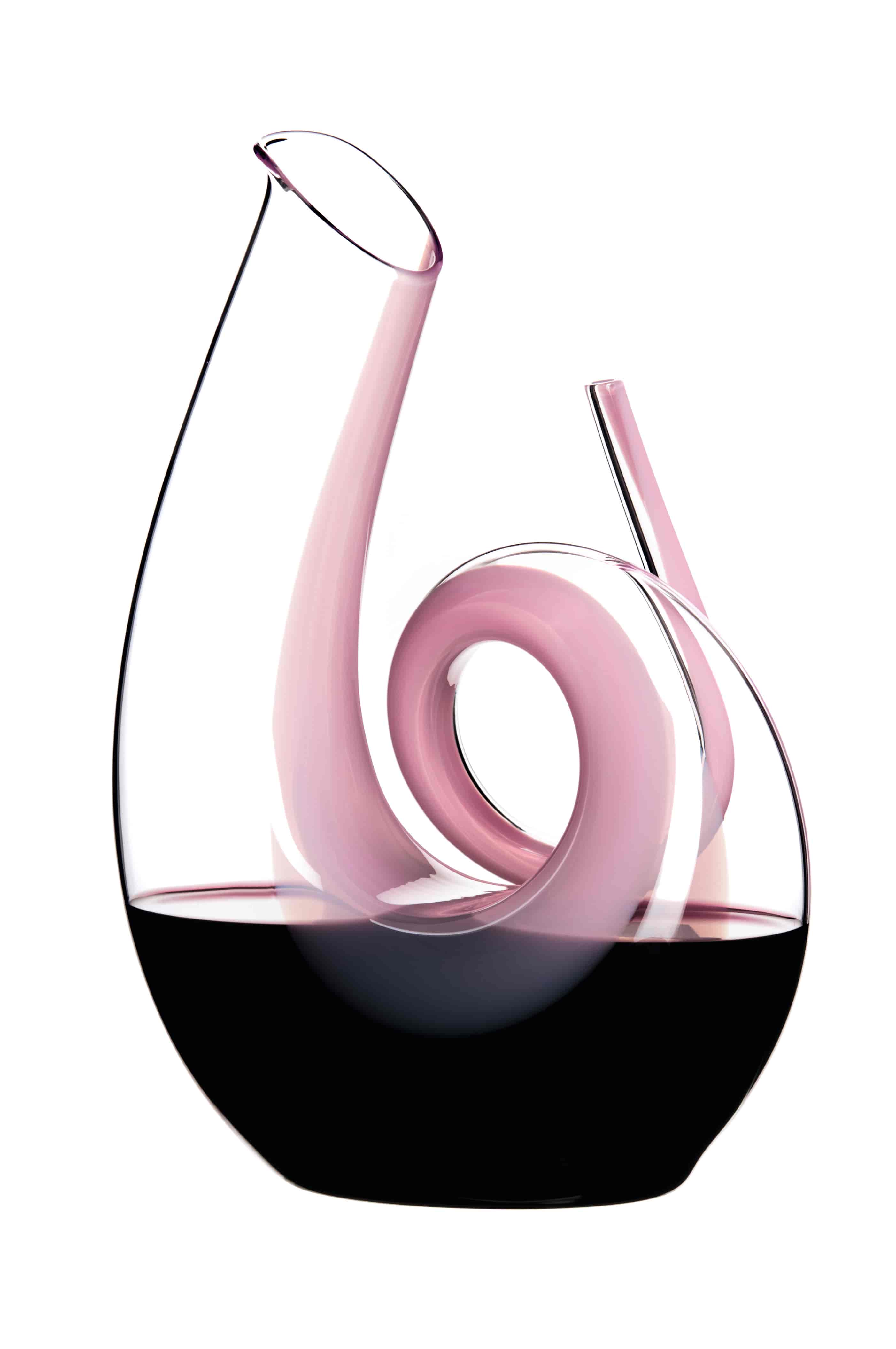 Riedel, Karaff Curly Pink, Decanter Handmade