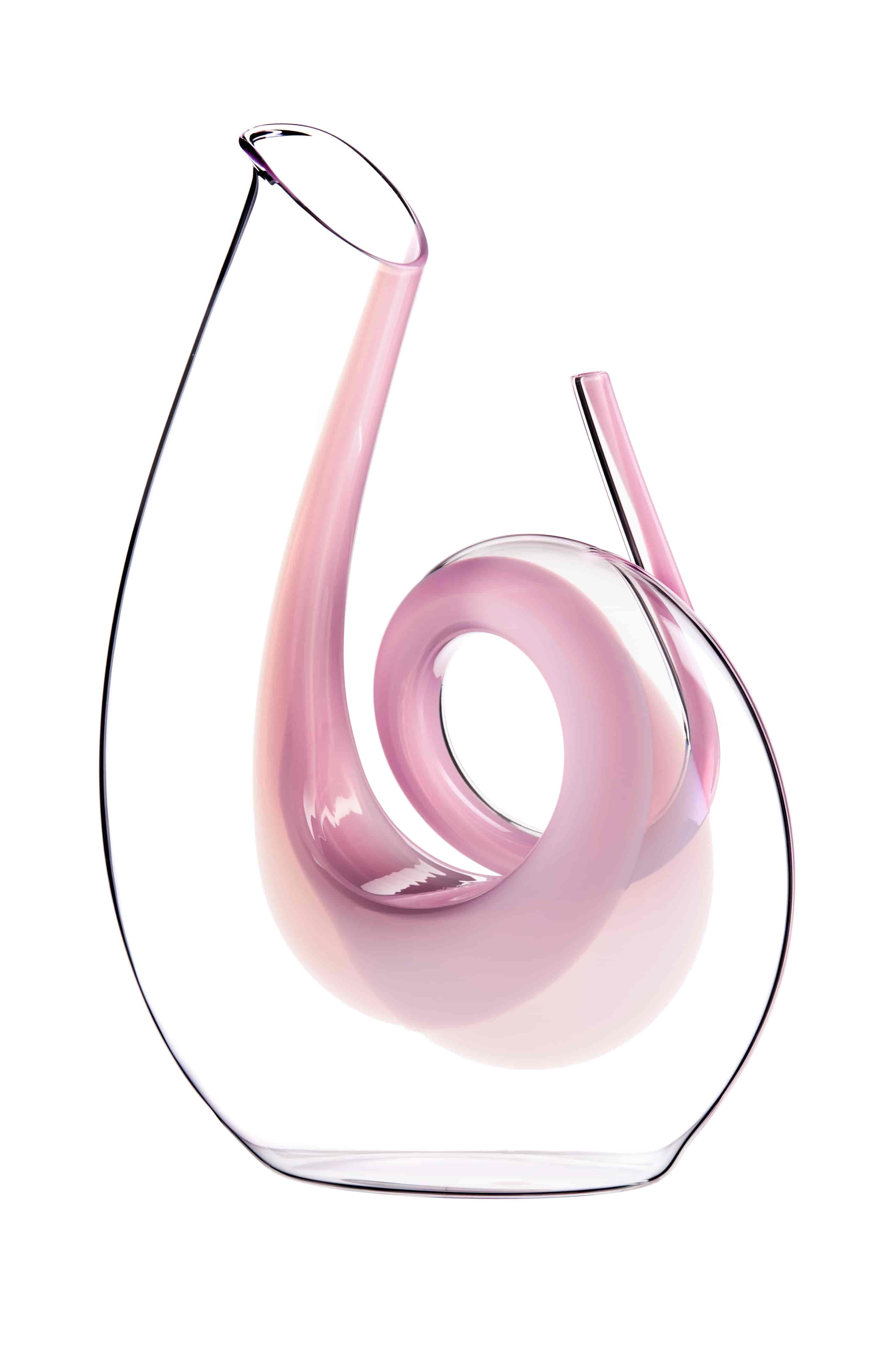 Riedel, Karaff Curly Pink, Decanter Handmade