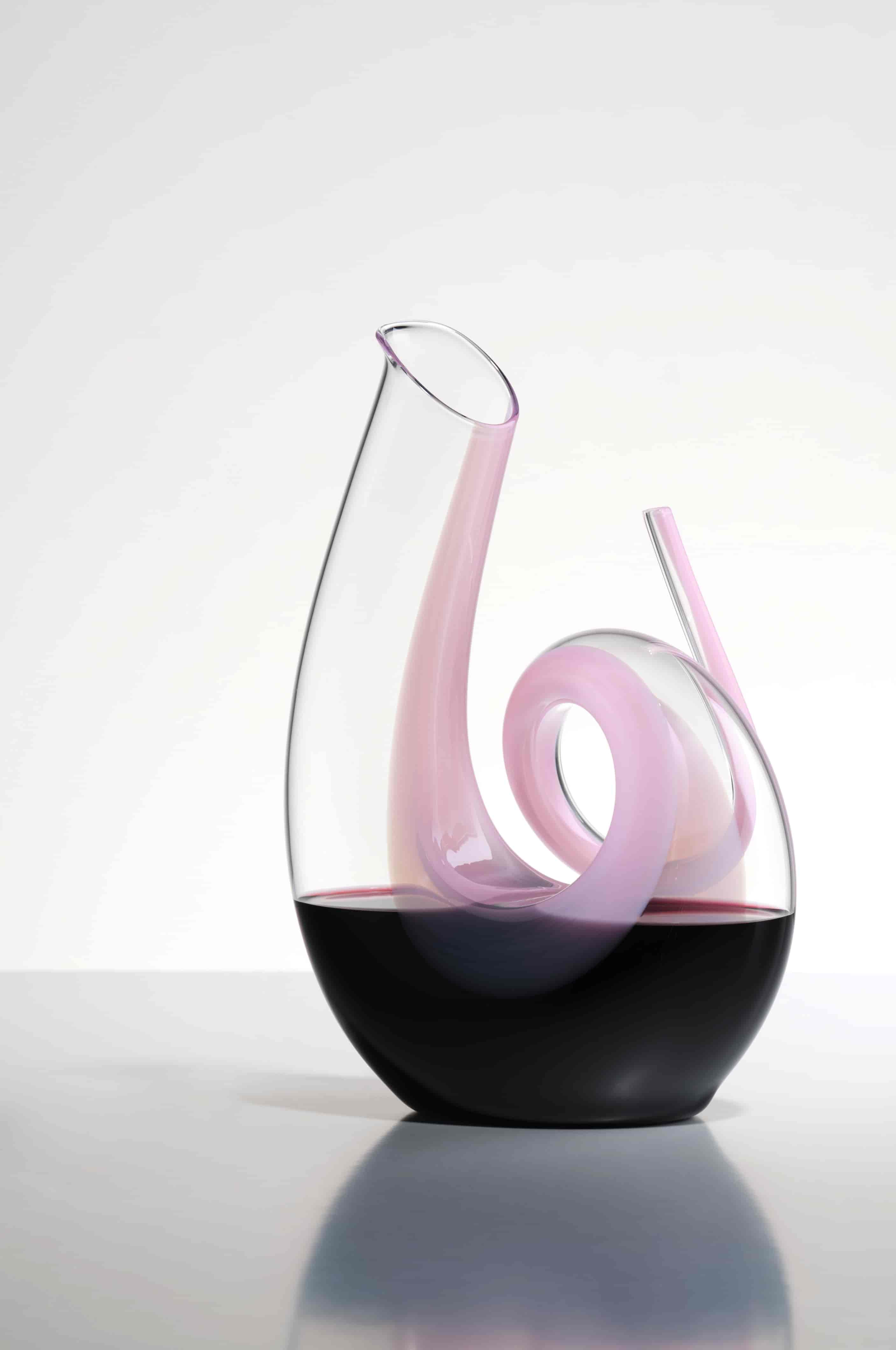 Riedel, Karaff Curly Pink, Decanter Handmade