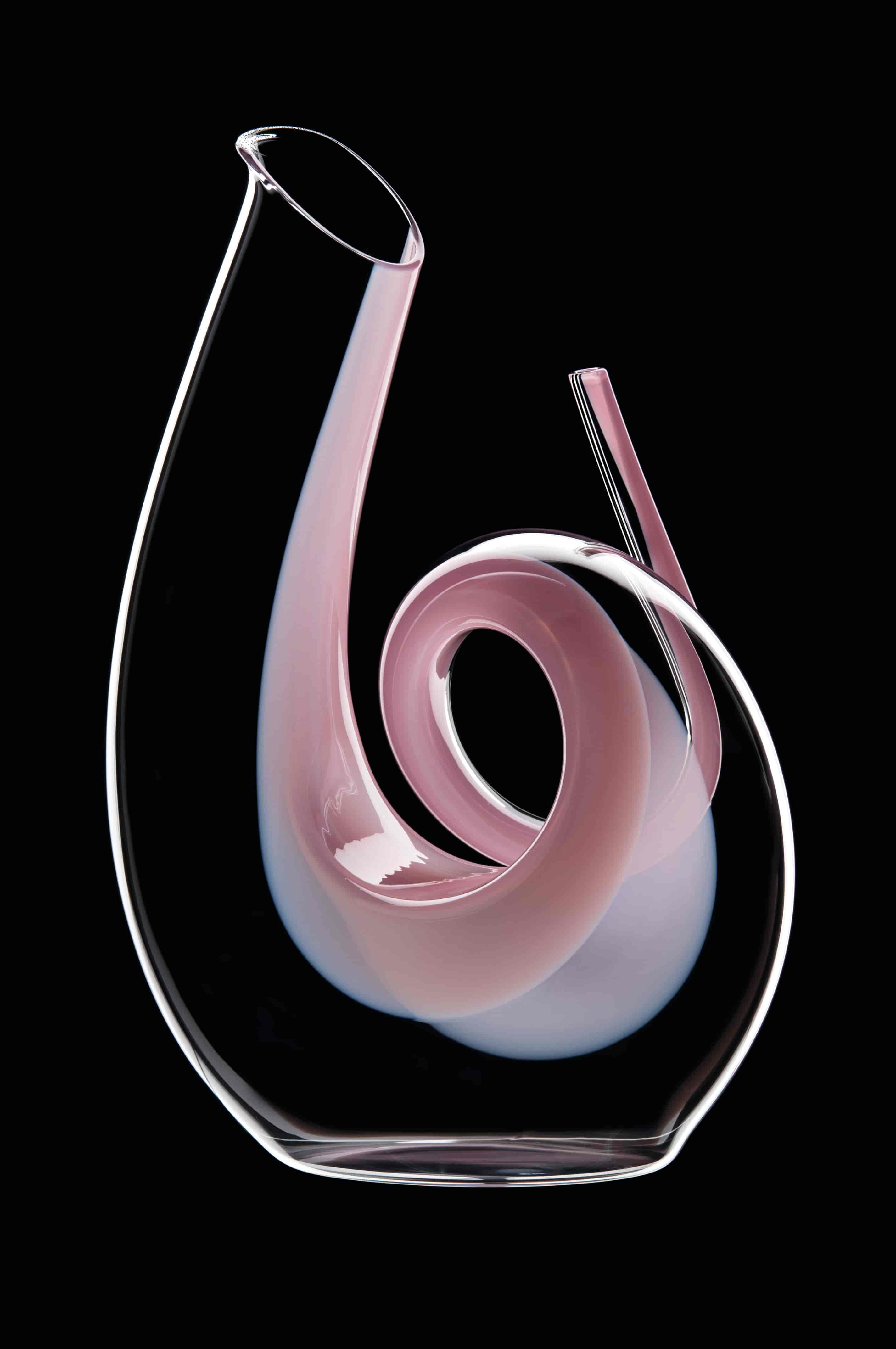 Riedel, Karaff Curly Pink, Decanter Handmade