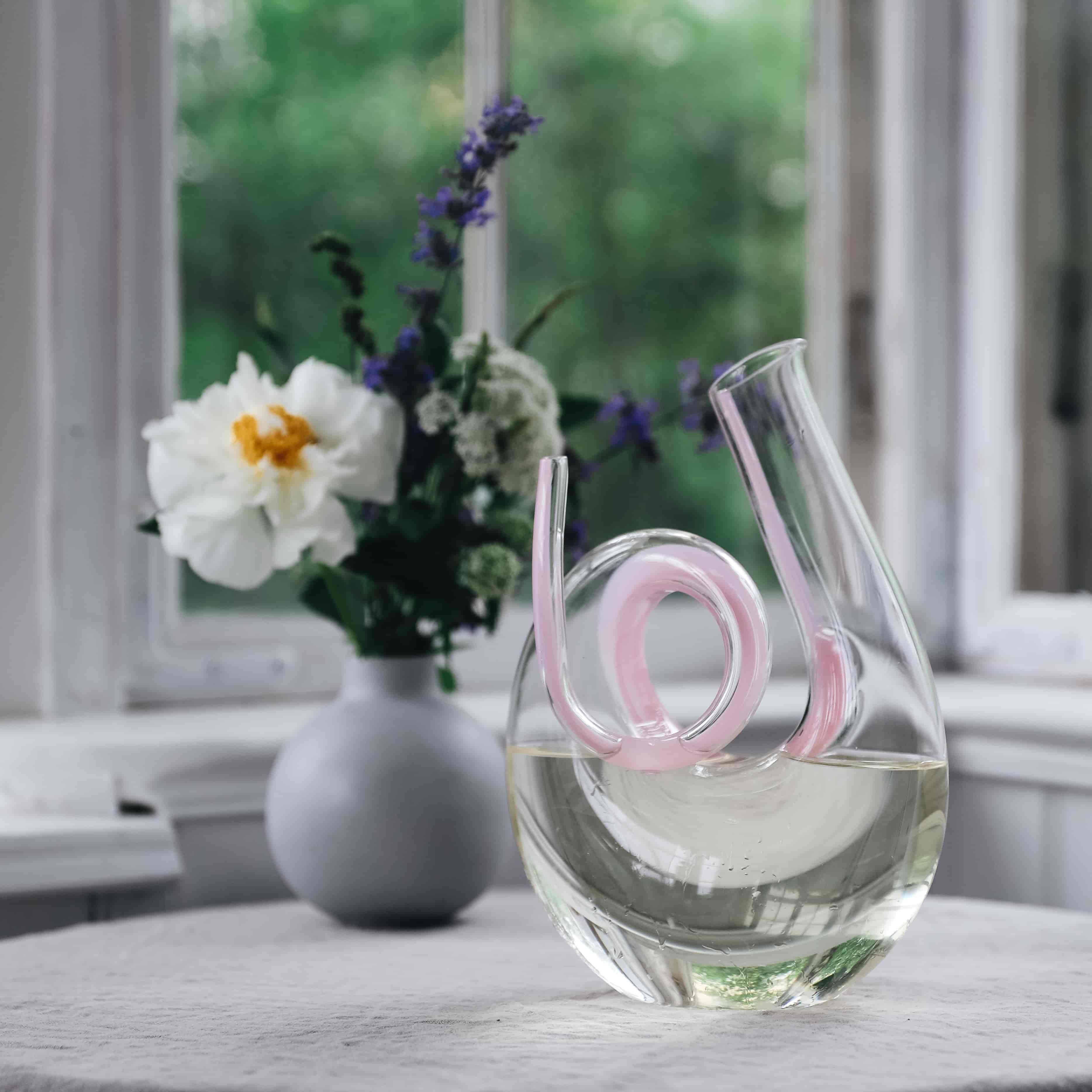 Riedel, Karaff Curly Pink, Decanter Handmade